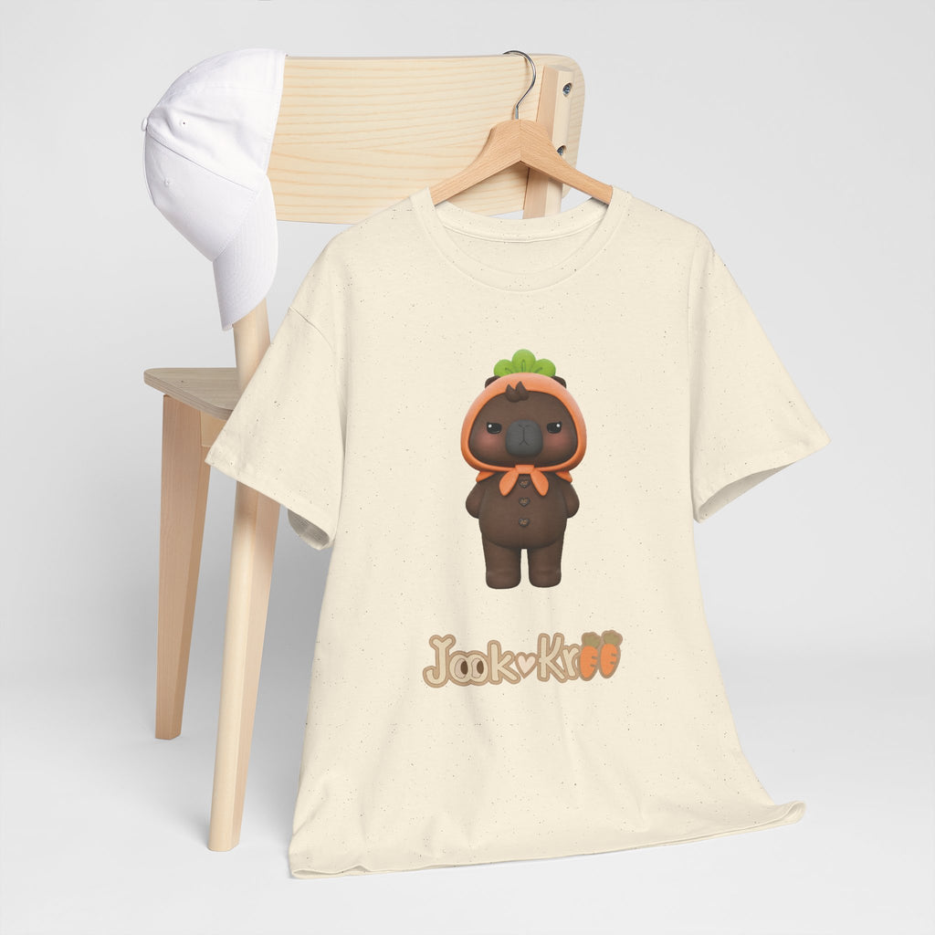 Natural NetJJ JookKroo mascot t-shirt on a hanger — Love Upon a Time Thai BL fan merch