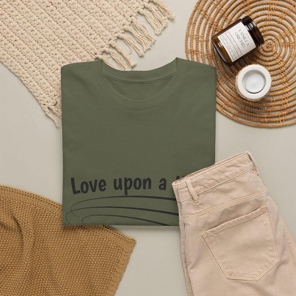 Folded military green Love Upon a Time Shooting Stars t-shirt — Thai BL series fan merch