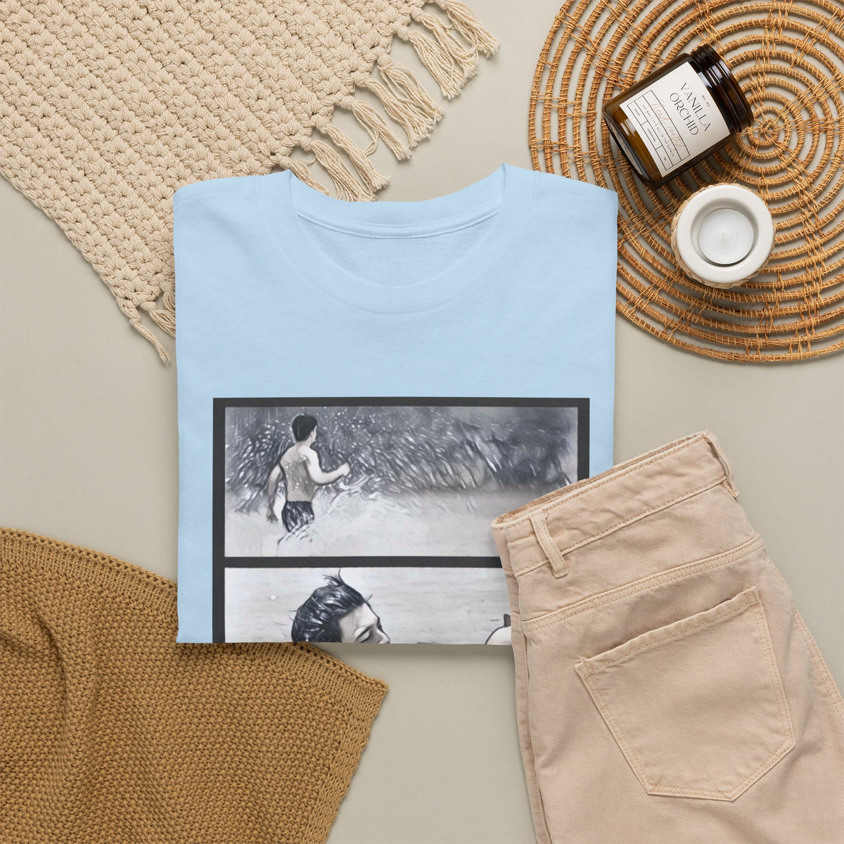 PondPhuwin 'Me and Thee' Thee & Peach three-panel scene t-shirt — Thai BL fan merch