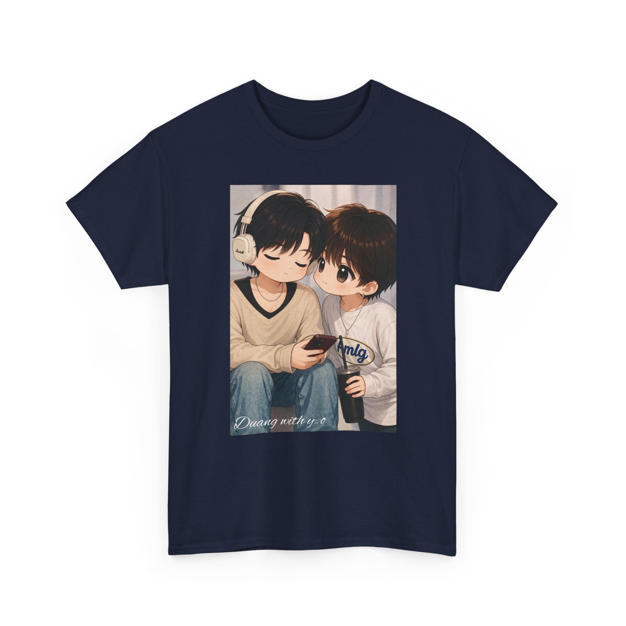 Duang With You chibi couple tee in Navy, front print – TeeteePor Thai BL merch