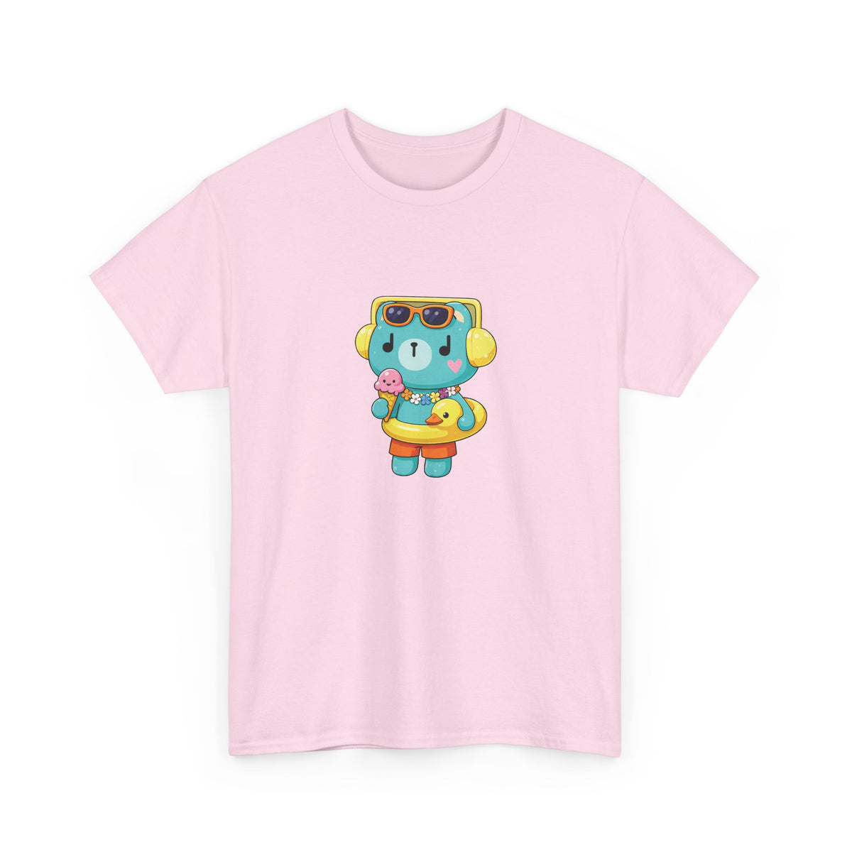 PondPhuwin Permpoon summer mascot tee in light pink, front print – Thai BL fan merch