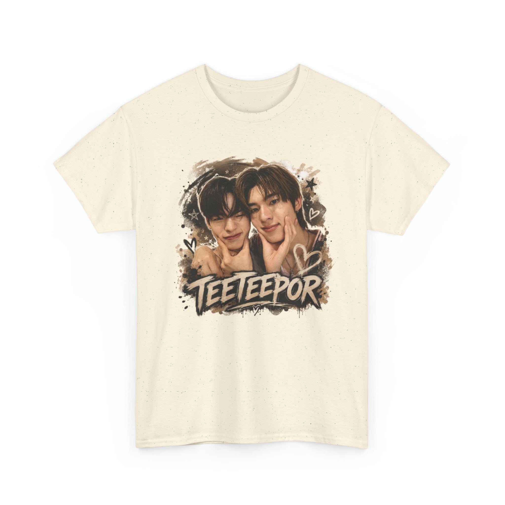 TeeteePor graffiti t-shirt in natural — TeeTee and Por watercolour design, Duang With You Thai BL fan merch
