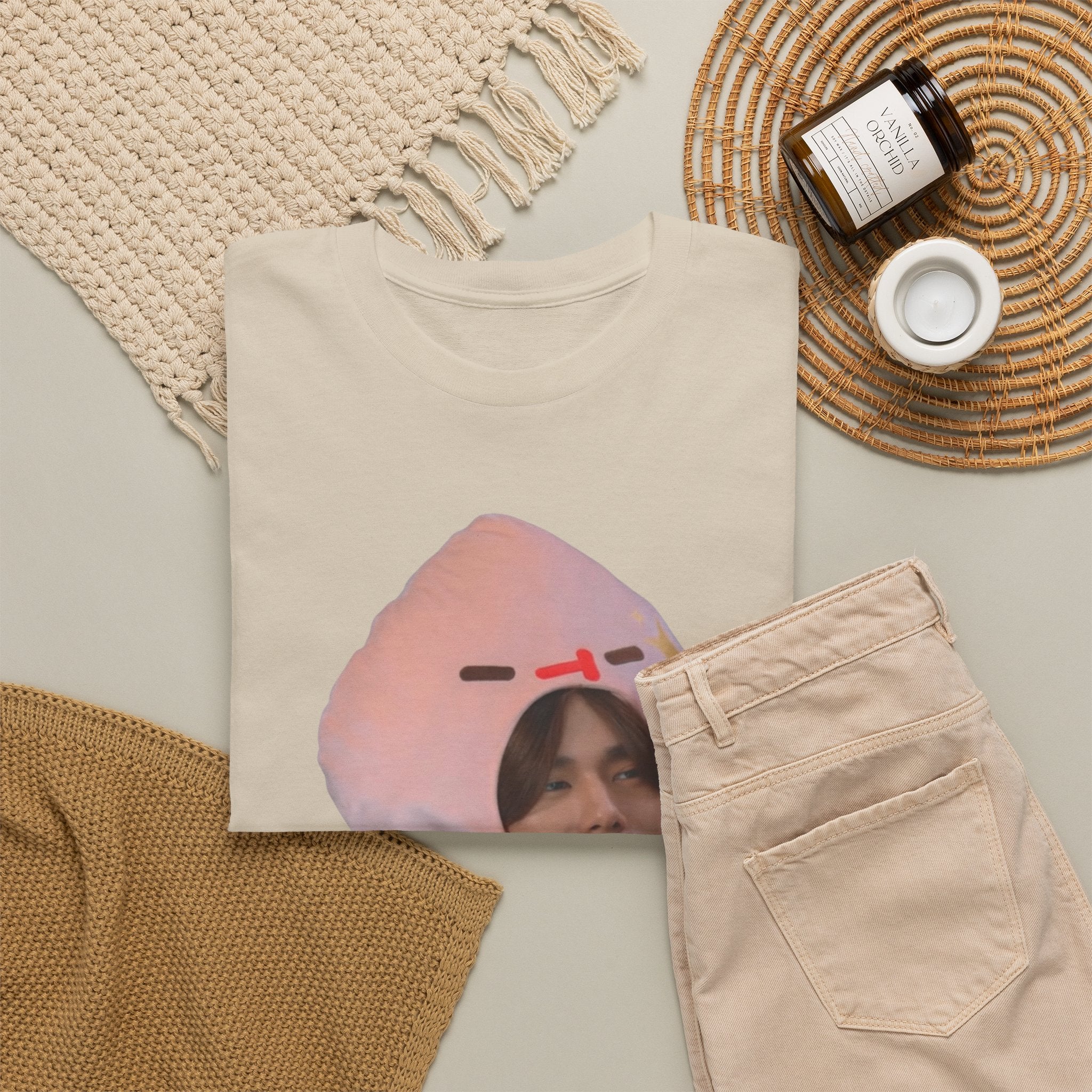 'Look Peach' Phuwin as Peach t-shirt in natural — PondPhuwin Me and Thee fan merch