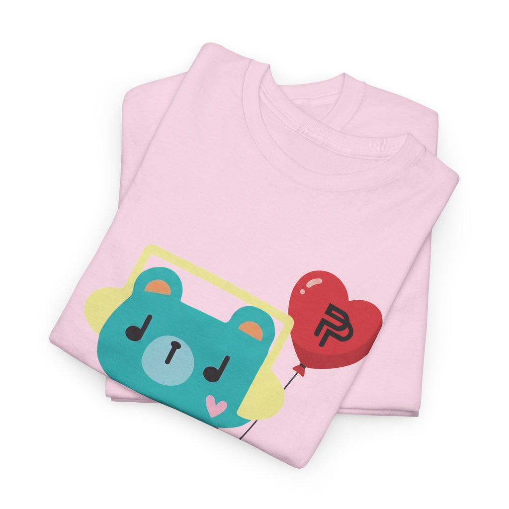 PondPhuwin 'Permpoon' bear mascot t-shirt in light pink — Thai BL fan merch