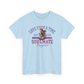 Love Upon a Time Soulmate Program varsity t-shirt in light blue — NetJJ and LatteKim Thai BL fan merch