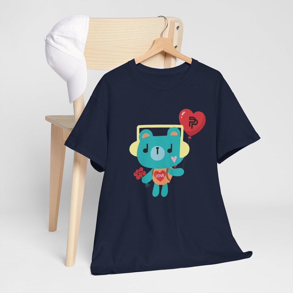 PondPhuwin 'Permpoon' bear mascot t-shirt in navy — Thai BL fan merch