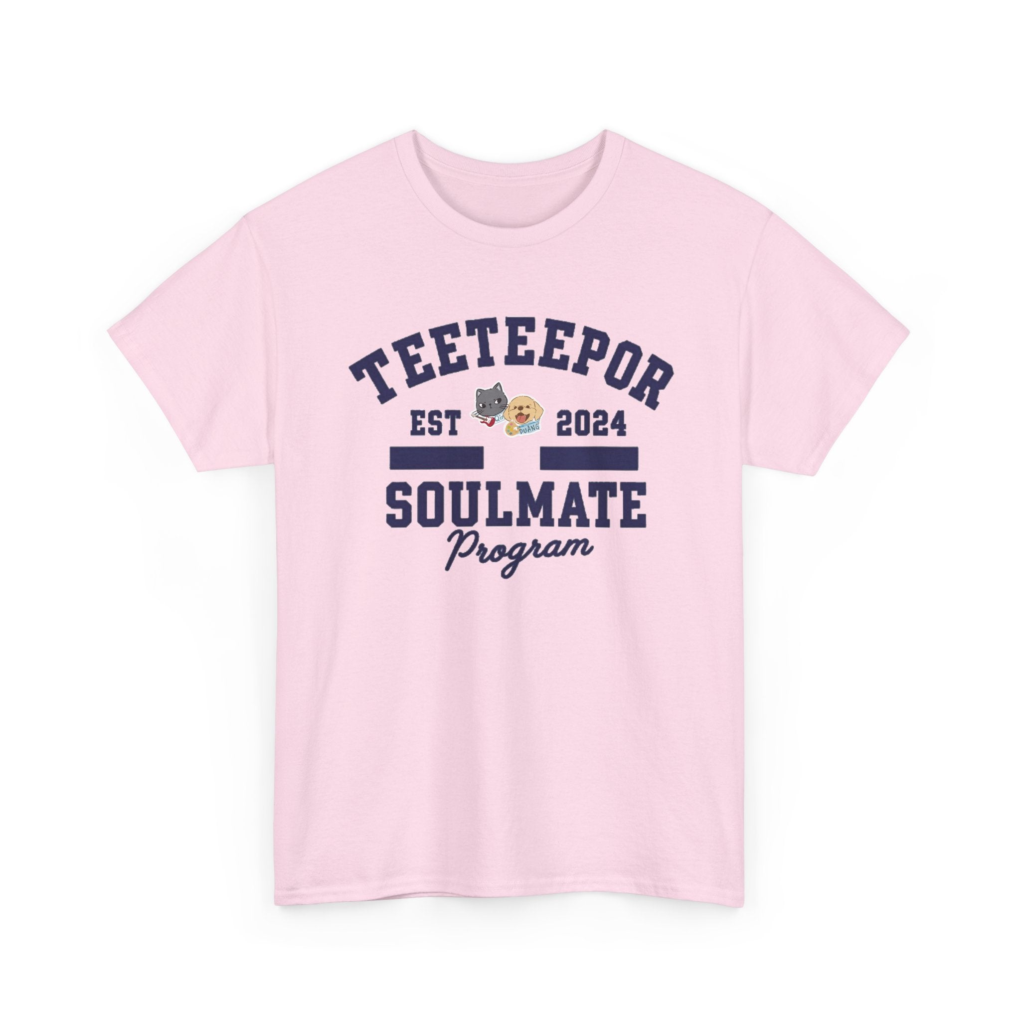 TeeteePor Soulmate Program varsity tee in Light Pink, front print – Duang With You Thai BL merch