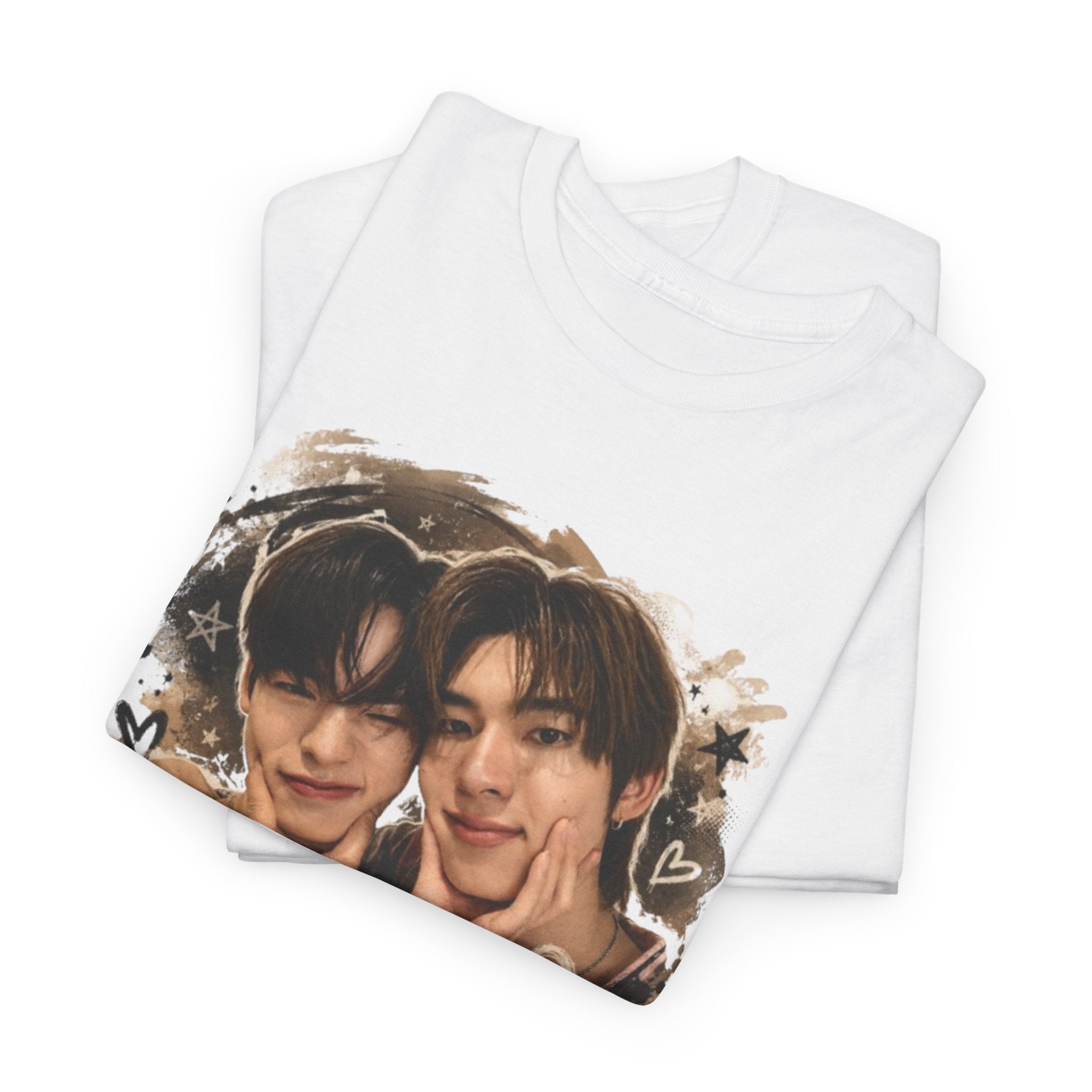 Folded white TeeteePor graffiti t-shirt — TeeTee and Por, Duang With You Thai BL fan merch