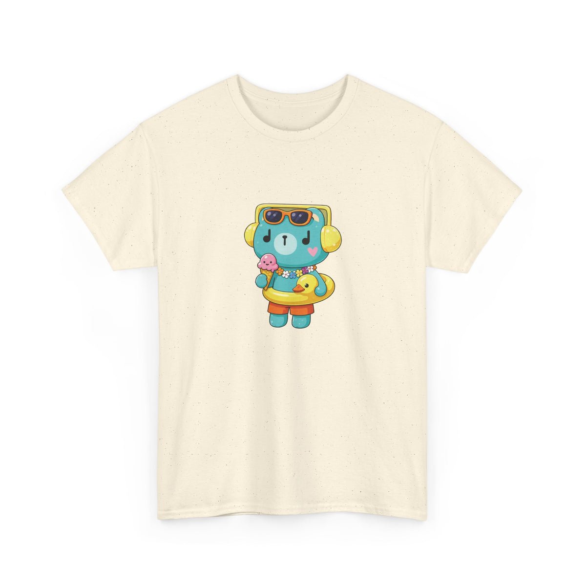 PondPhuwin Permpoon summer mascot tee in natural, front print – Thai BL fan merch