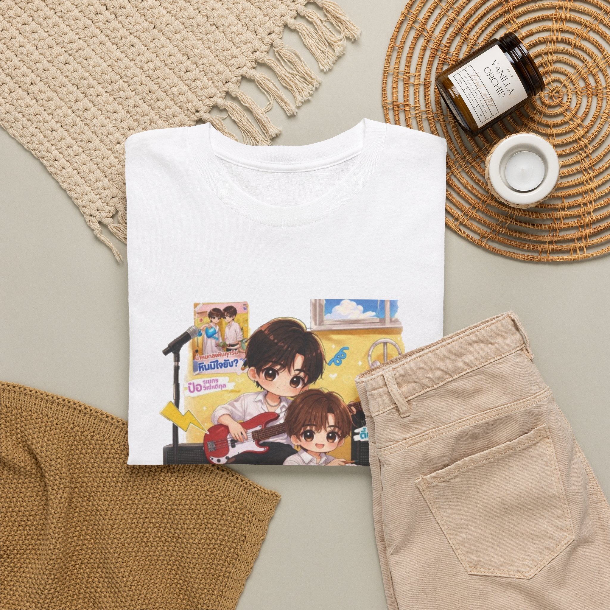 White Duang With You TeeteePor series tee, flat-lay styled with neutral props