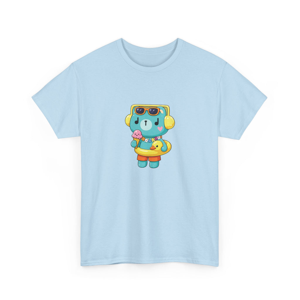 PondPhuwin Permpoon summer mascot tee in light blue, front print – Thai BL fan merch
