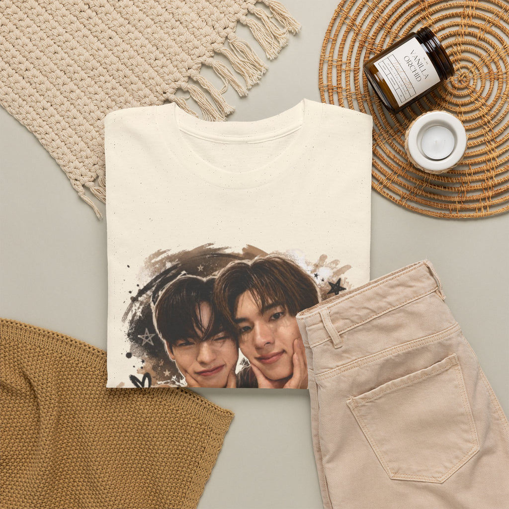 Folded natural TeeteePor graffiti t-shirt — TeeTee and Por, Duang With You Thai BL fan merch