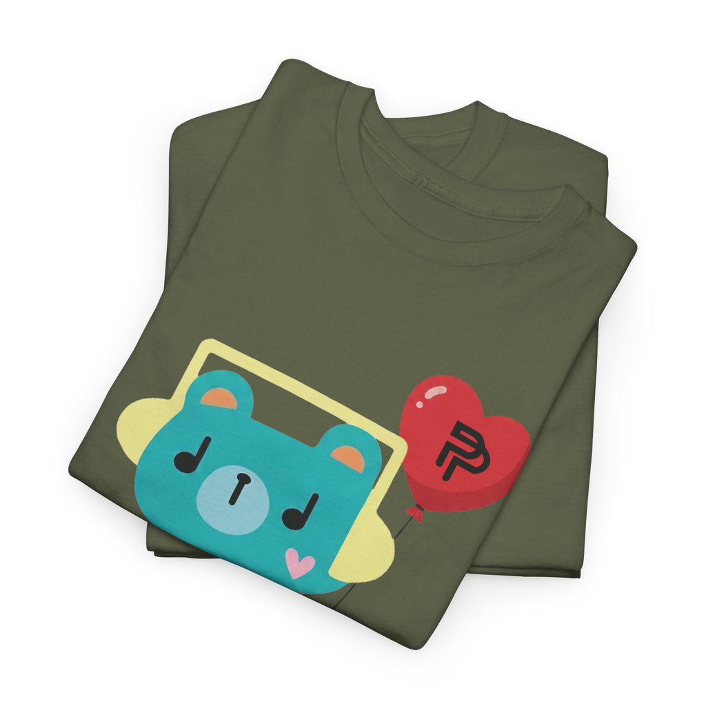 PondPhuwin 'Permpoon' bear mascot t-shirt in olive green — Thai BL fan merch