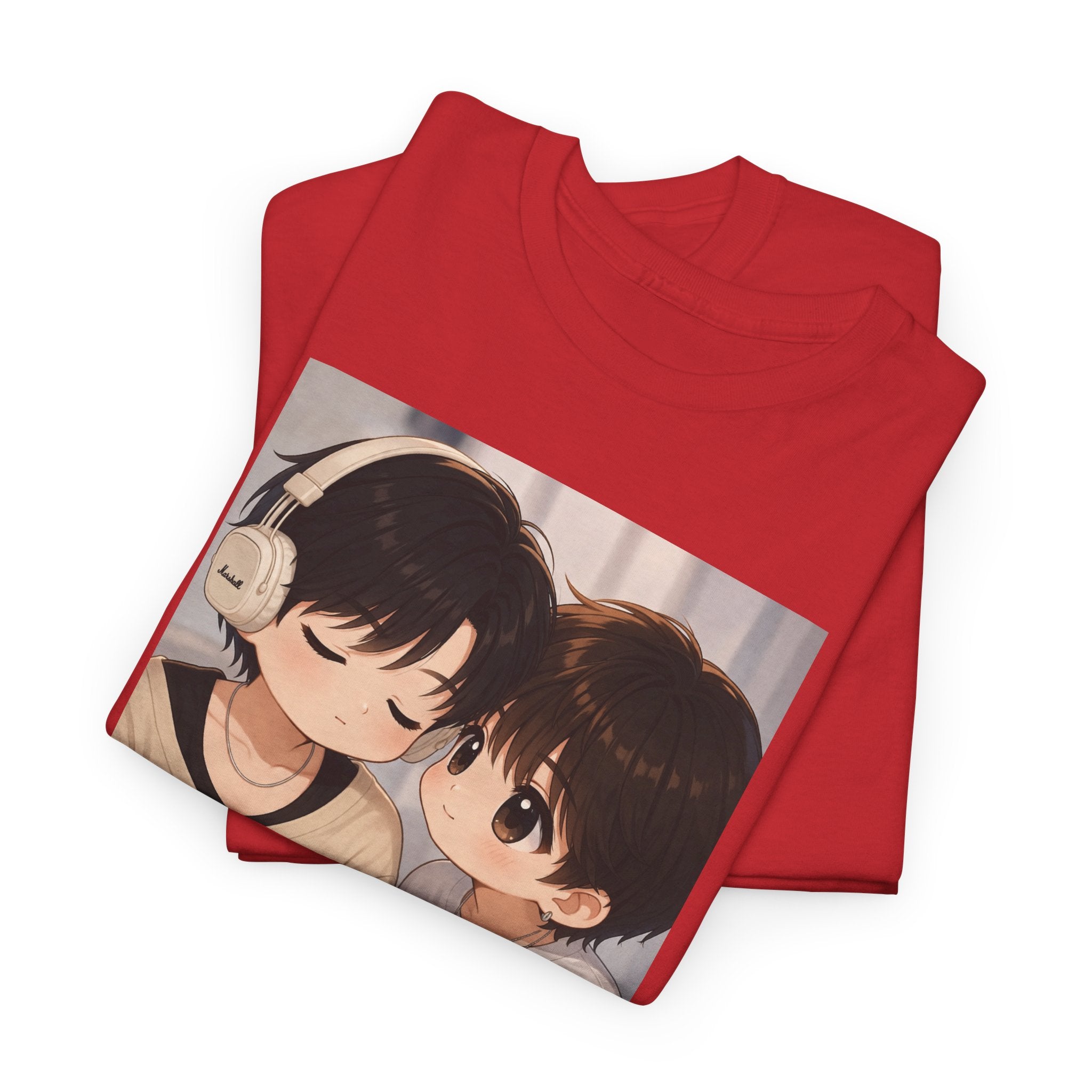 Folded Red Duang With You TeeteePor chibi couple tees, print detail