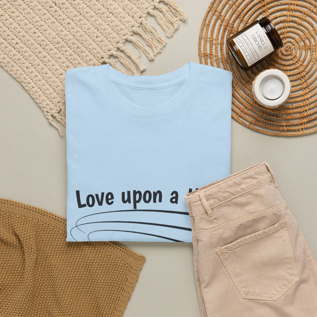 Folded light blue Love Upon a Time Shooting Stars t-shirt — Thai BL series fan merch