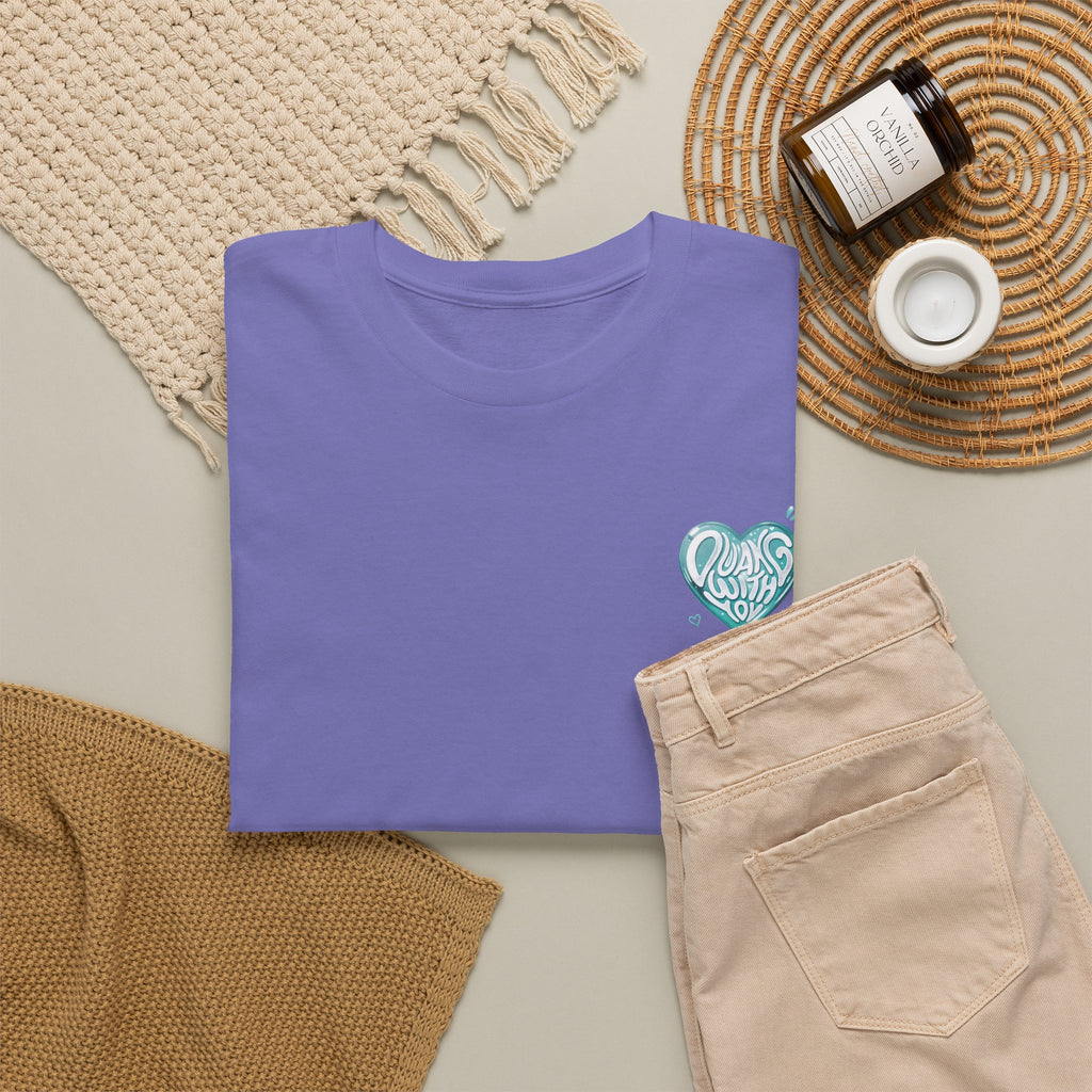 Violet Duang With You t-shirt styled flat with chinos and coffee — TeeteePor Thai BL fan merch