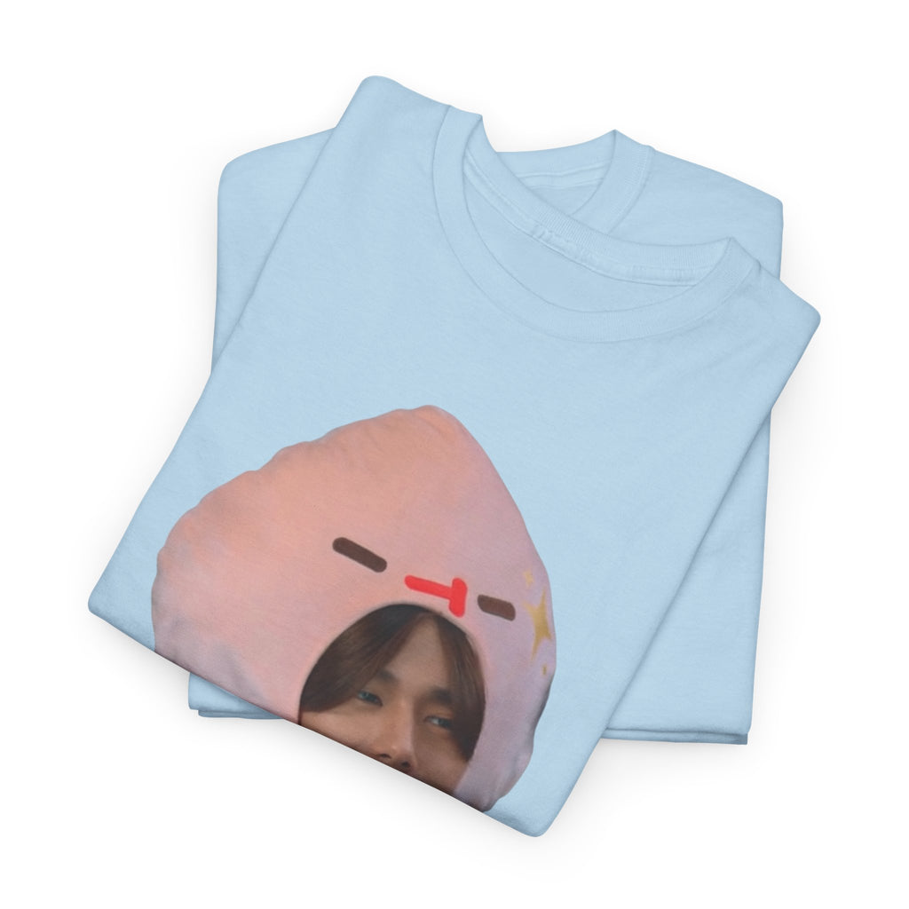 'Look Peach' Phuwin as Peach t-shirt in light blue — PondPhuwin Me and Thee fan merch