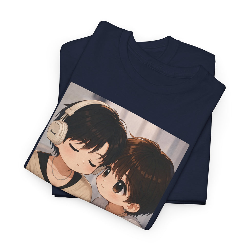 Folded Navy Duang With You TeeteePor chibi couple tees, print detail