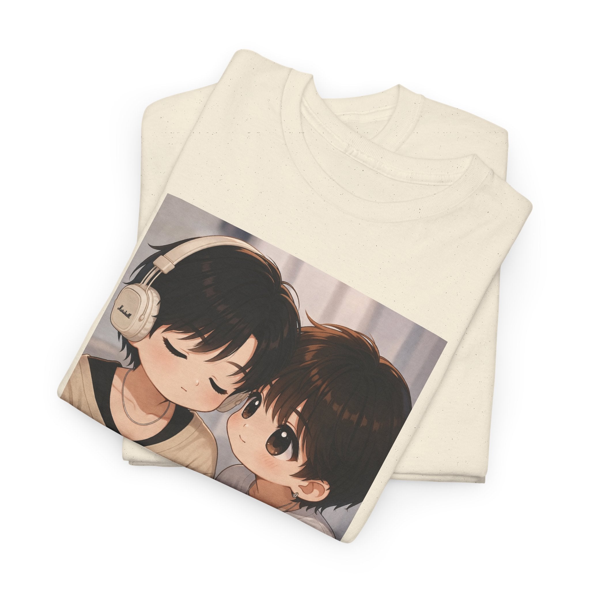 Folded Natural Duang With You TeeteePor chibi couple tees, print detail