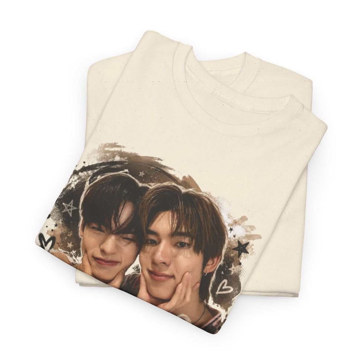 Natural TeeteePor graffiti t-shirt on a hanger — TeeTee and Por, Duang With You Thai BL fan merch