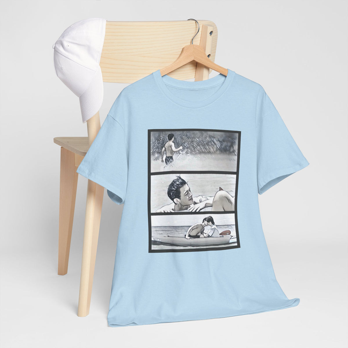 PondPhuwin 'Me and Thee' Thee & Peach three-panel scene t-shirt — Thai BL fan merch