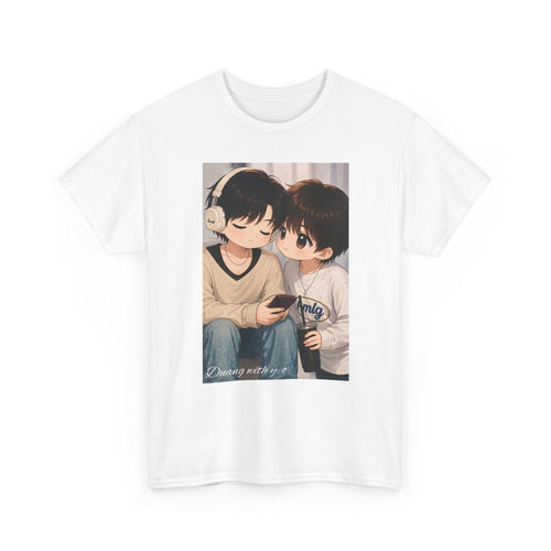 Duang With You chibi couple tee in white, front print – TeeteePor Thai BL merch