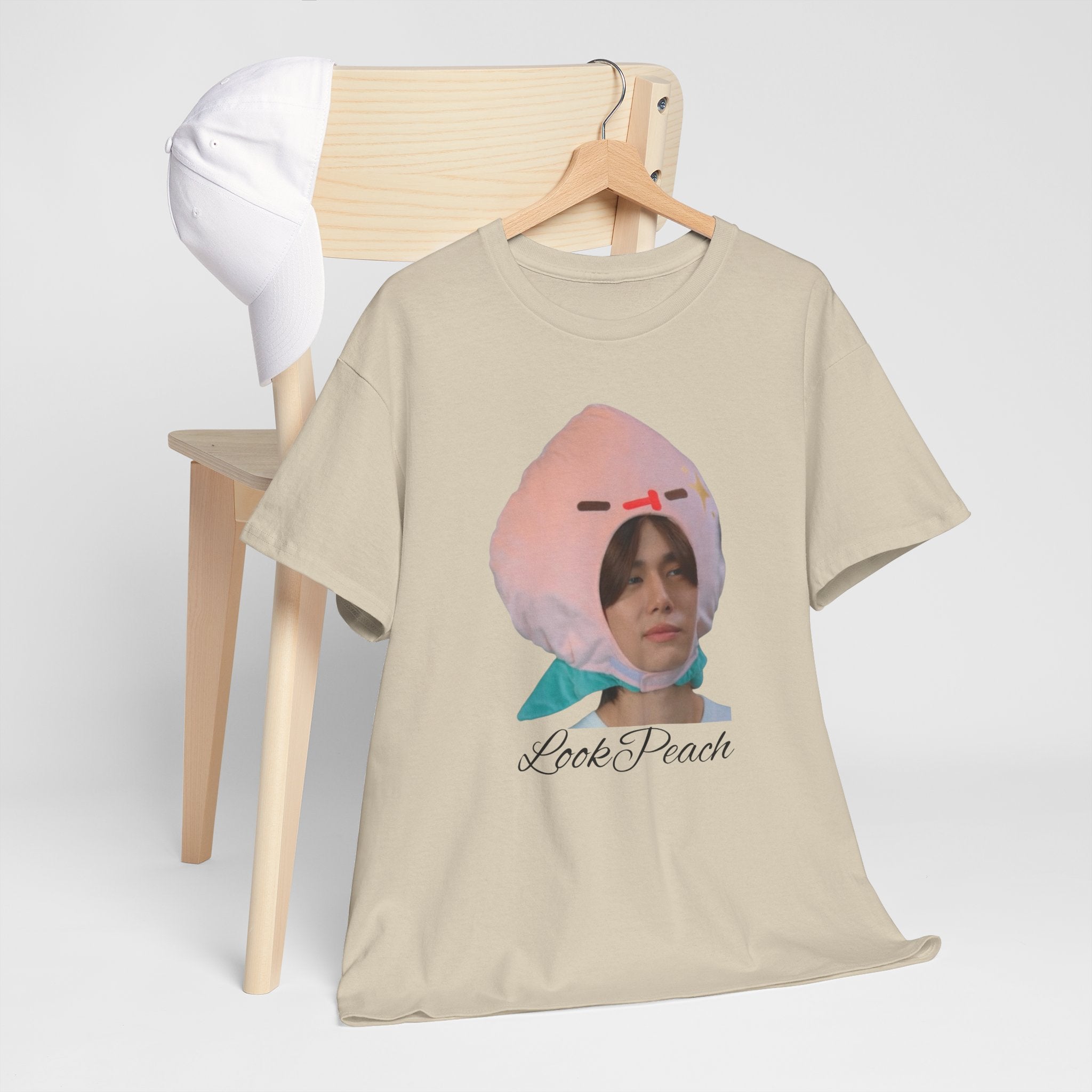'Look Peach' Phuwin as Peach t-shirt in natural — PondPhuwin Me and Thee fan merch