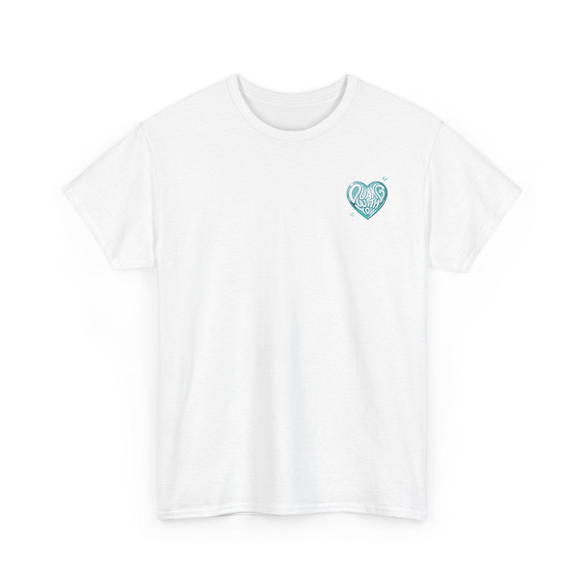 Duang With You t-shirt in white — mint heart chest print, TeeteePor Thai BL fan merch