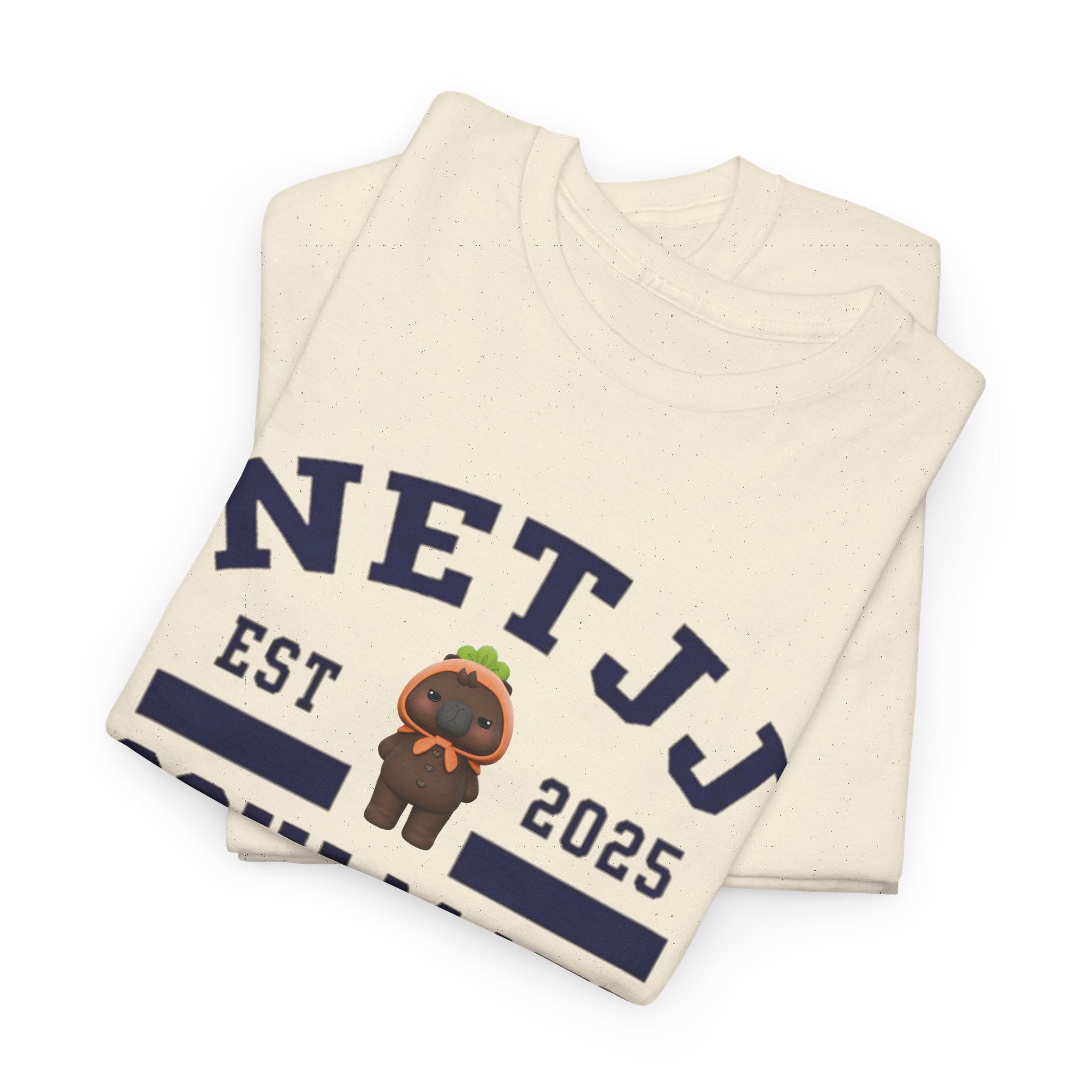 NetJJ Soulmate Program varsity t-shirt with Jookkroo mascot — Thai BL Love Upon a Time fan merch, Domundi ship tee