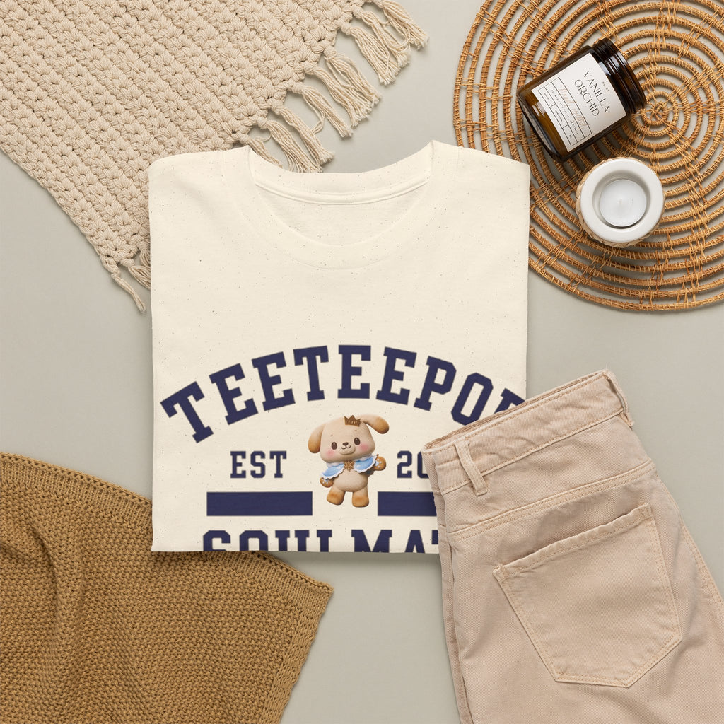 TeeteePor Soulmate Program varsity t-shirt with BokBear mascot — Thai BL Duang With You fan merch, Domundi ship tee