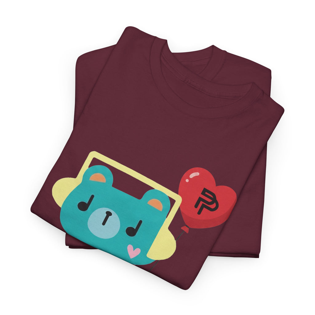 PondPhuwin 'Permpoon' bear mascot t-shirt in maroon — Thai BL fan merch