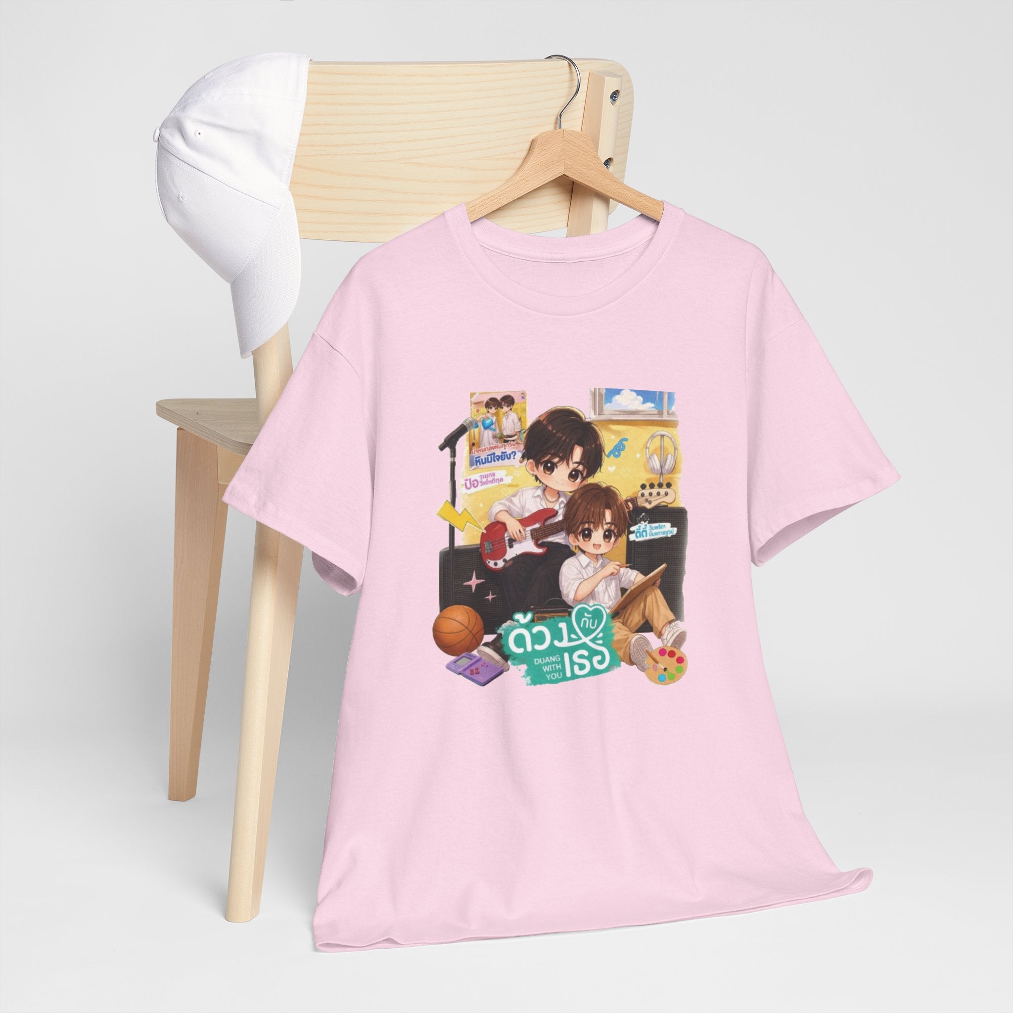 Light Pink Duang With You TeeteePor series tee on a wooden hanger