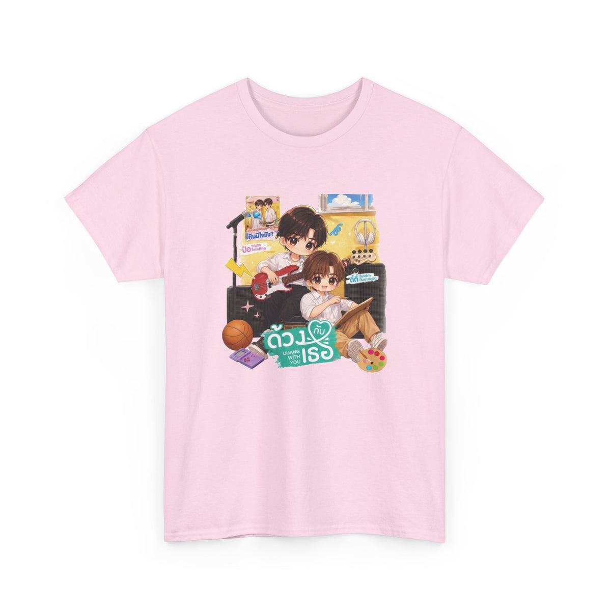 Duang With You chibi series tee in Light Pink, front print – TeeteePor Thai BL merch