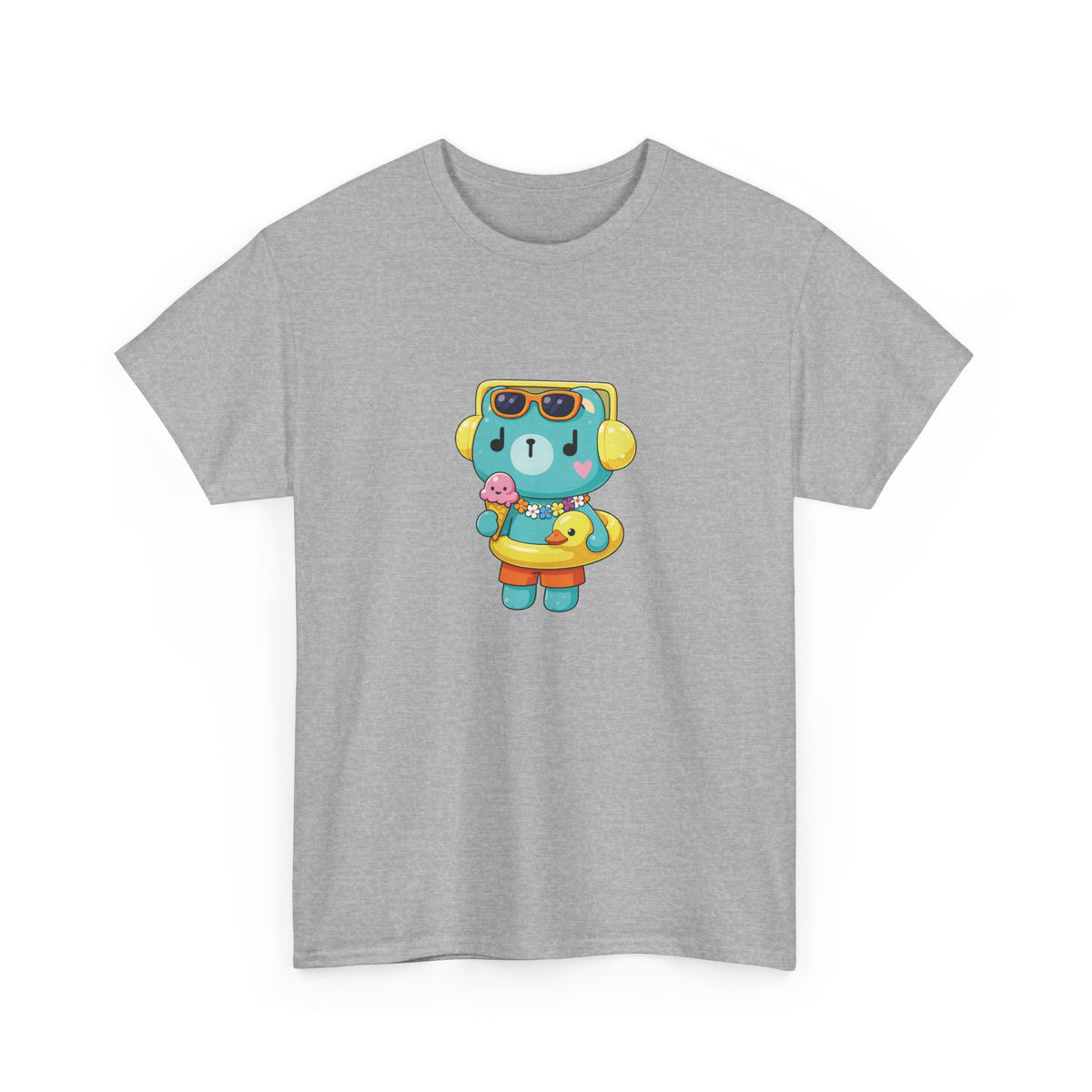 PondPhuwin Permpoon summer mascot tee in sport grey, front print – Thai BL fan merch