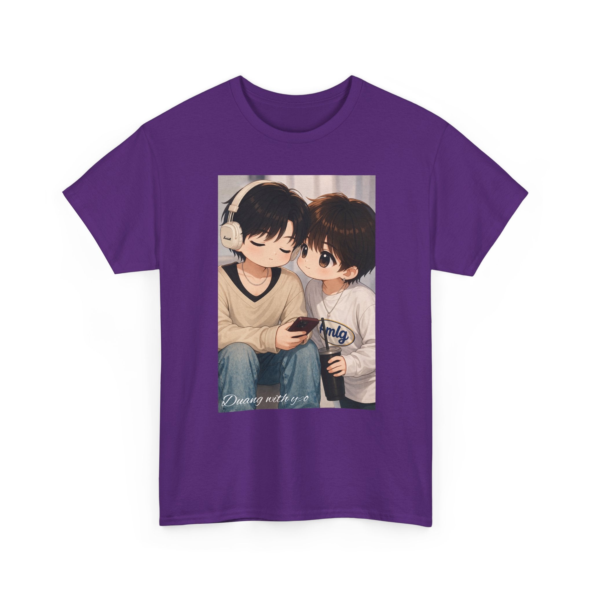 Duang With You chibi couple tee in Purple, front print – TeeteePor Thai BL merch