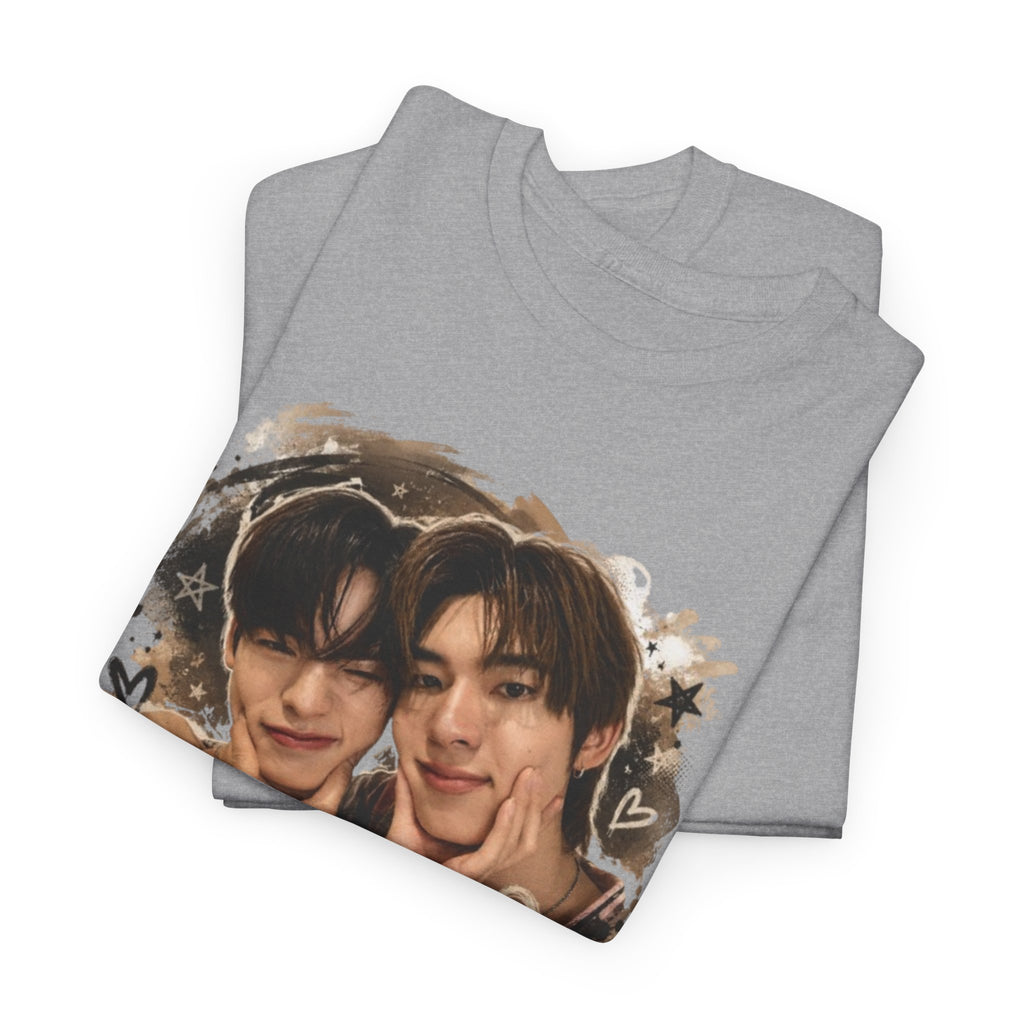 Sport grey TeeteePor graffiti t-shirt on a hanger — TeeTee and Por, Duang With You Thai BL fan merch