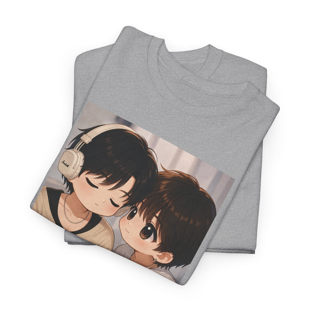 Folded Sport Grey Duang With You TeeteePor chibi couple tees, print detail