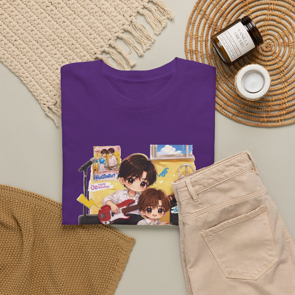 Purple Duang With You TeeteePor series tee, flat-lay styled with neutral props