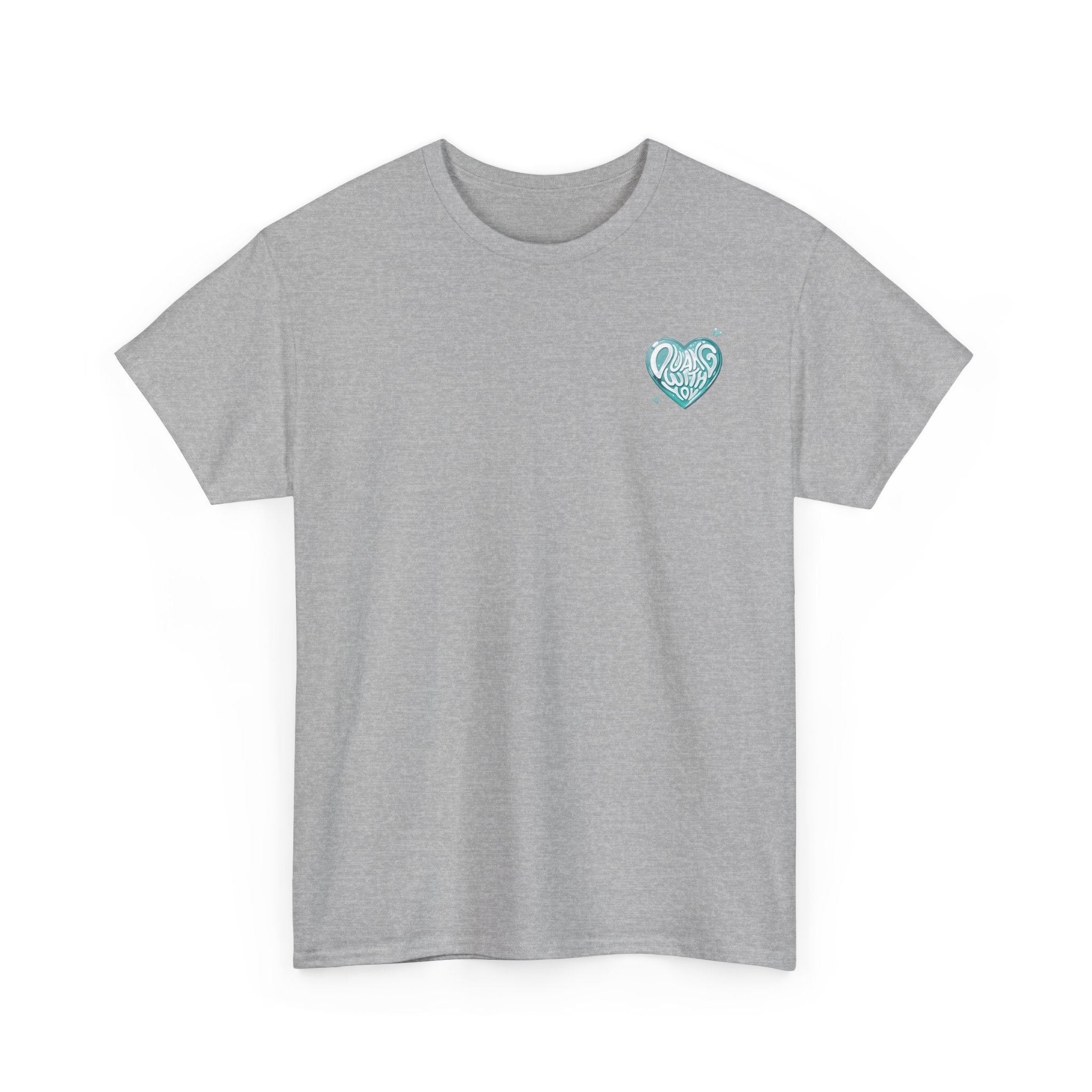 Duang With You t-shirt in sport grey — mint heart chest print, TeeteePor Thai BL fan merch