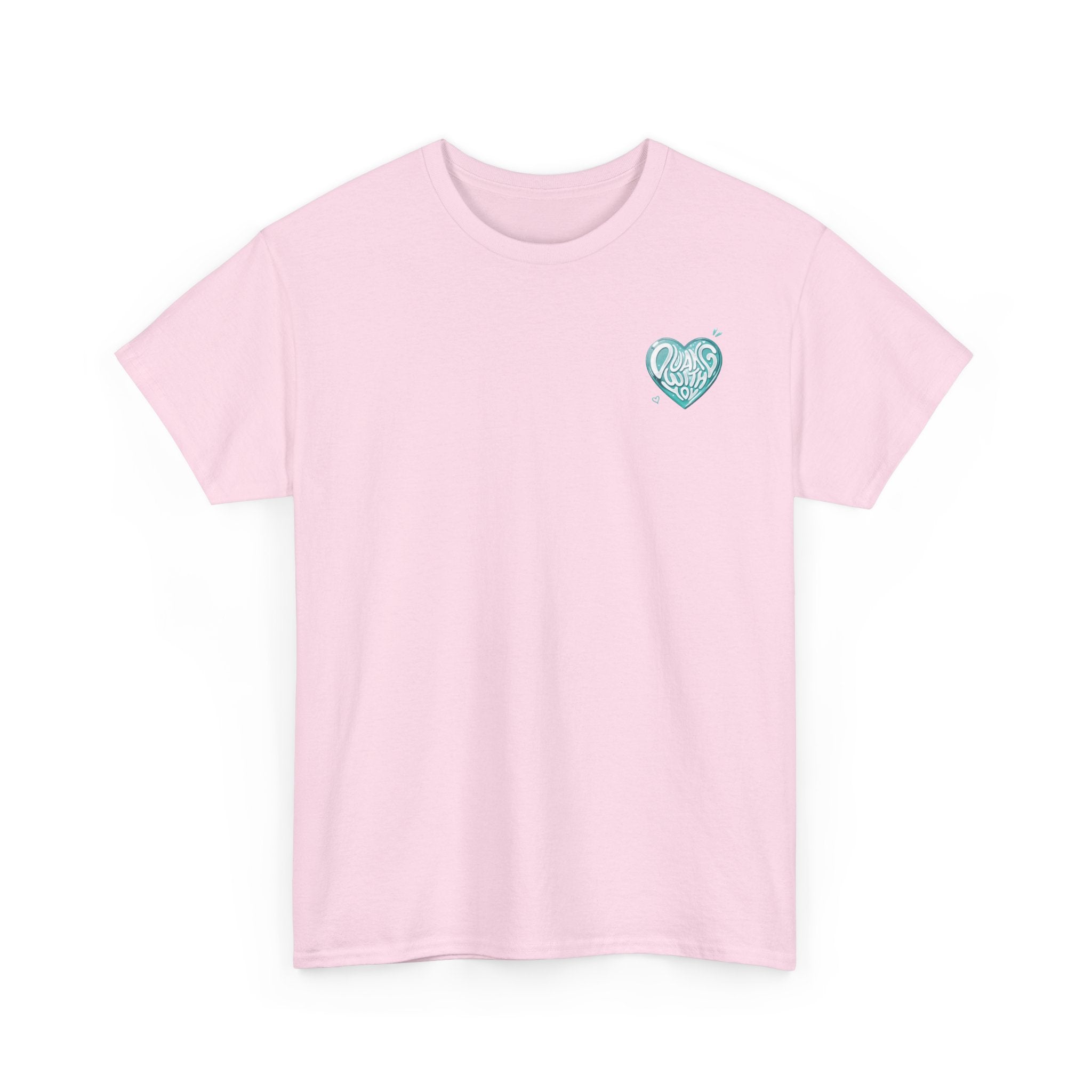 Duang With You t-shirt in light pink — mint heart chest print, TeeteePor Thai BL fan merch