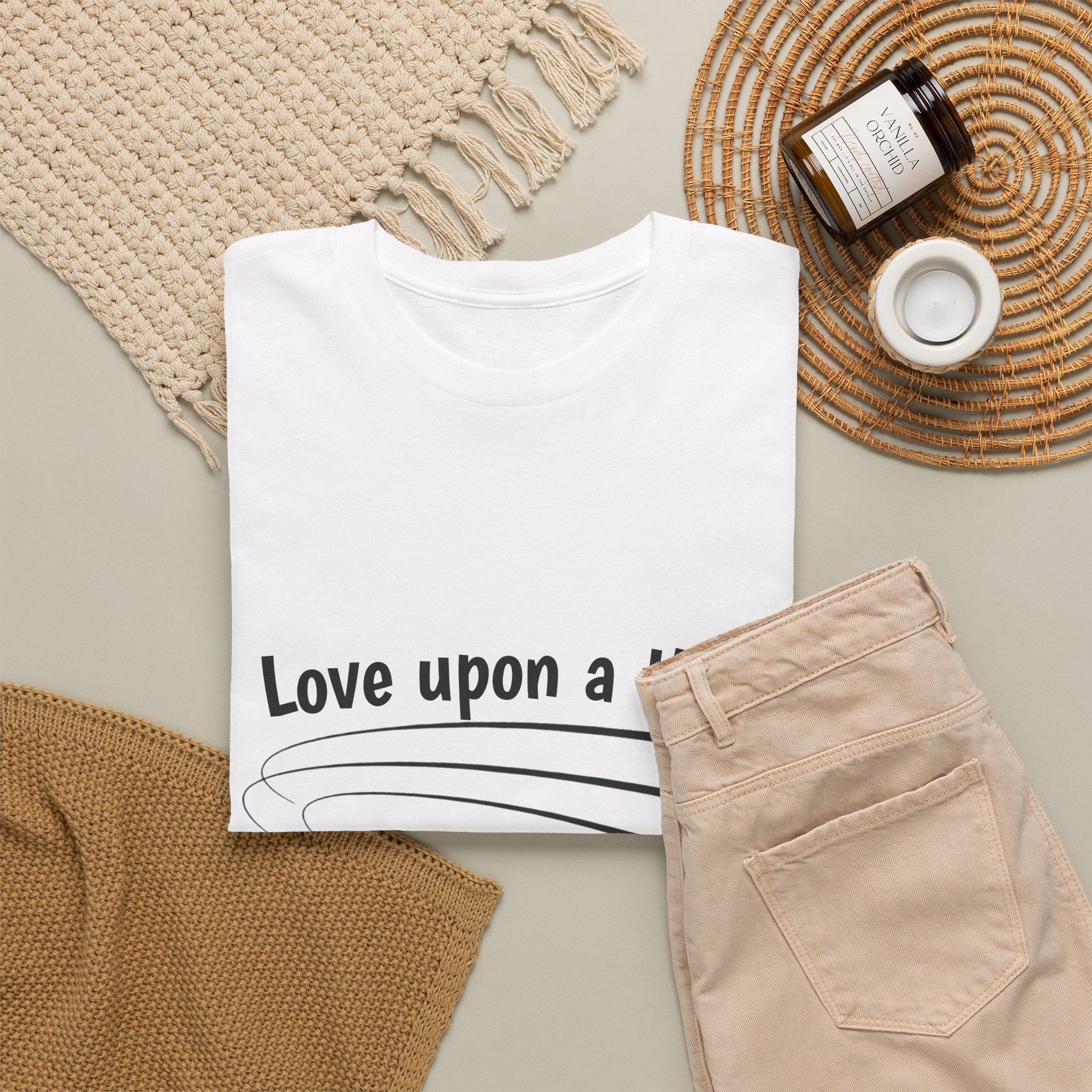Folded white Love Upon a Time Shooting Stars t-shirt — Thai BL series fan merch