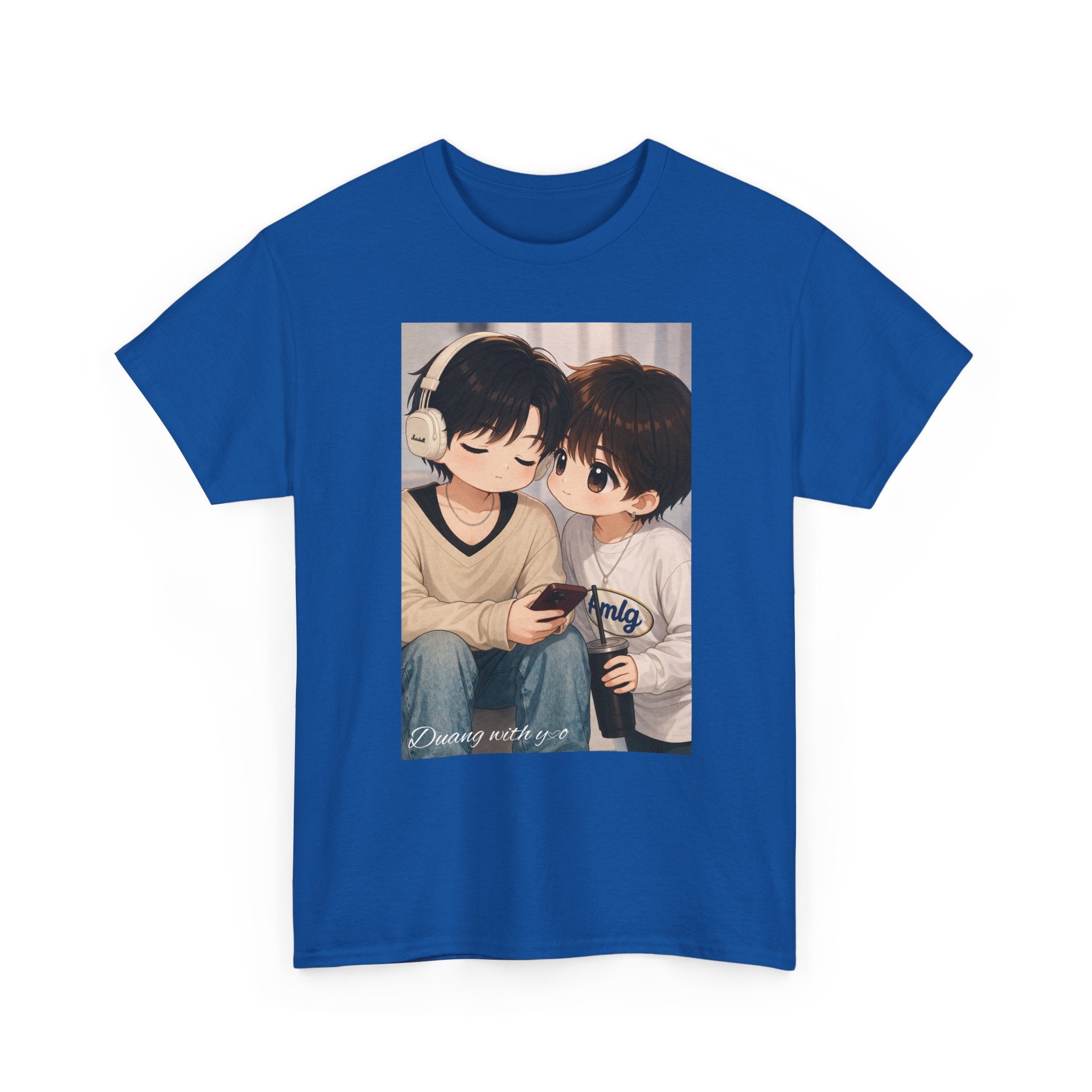 Duang With You chibi couple tee in Royal, front print – TeeteePor Thai BL merch