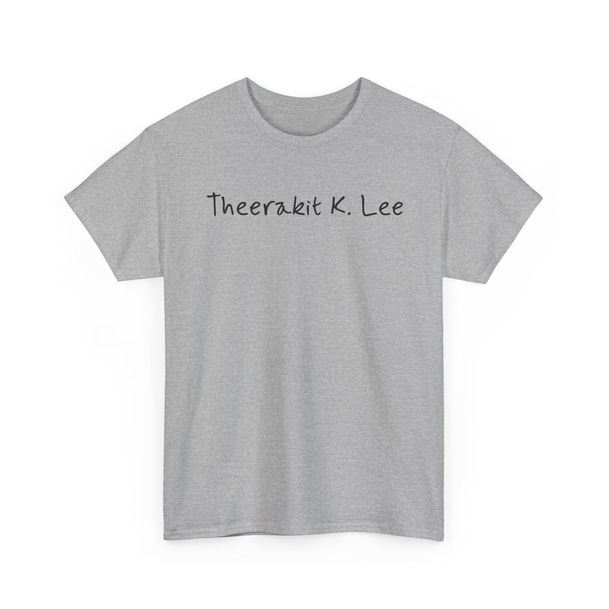 Theerakit K. Lee handwritten tee in sport grey, front print – Me and Thee PondPhuwin fan merch