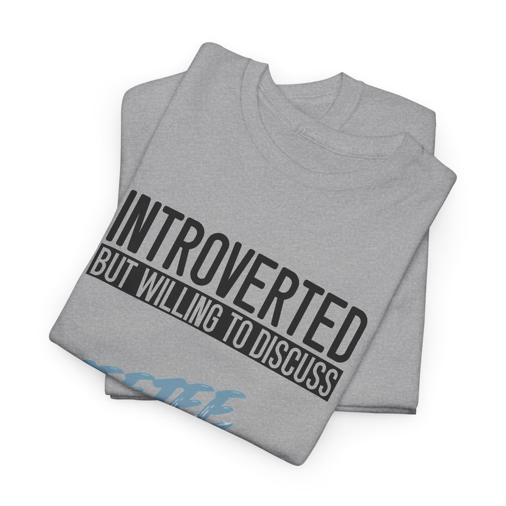 Folded Sport Grey Introverted TeeteePor slogan tees showing the printed text