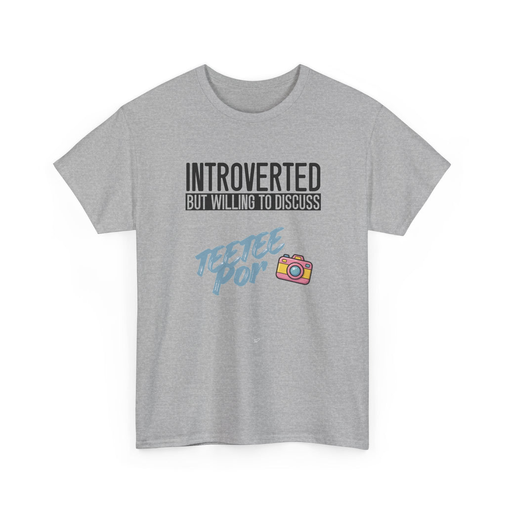Introverted but willing to discuss TeeteePor slogan tee in Sport Grey, front print – Thai BL fan merch