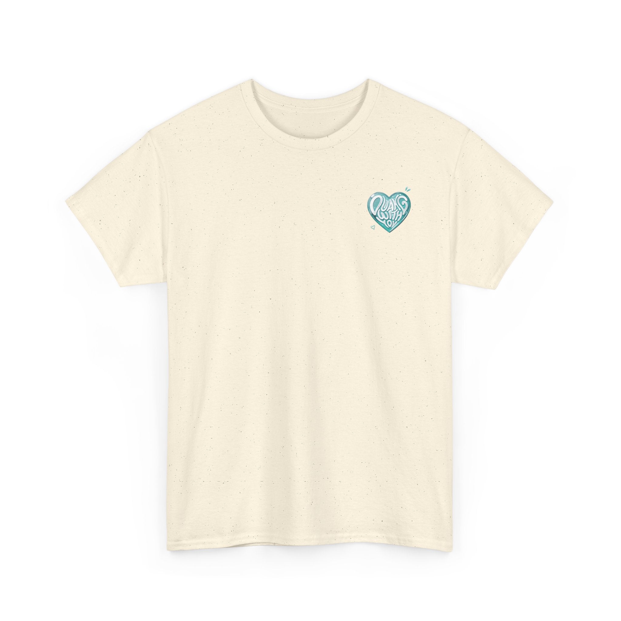Duang With You t-shirt in natural — mint heart chest print, TeeteePor Thai BL fan merch