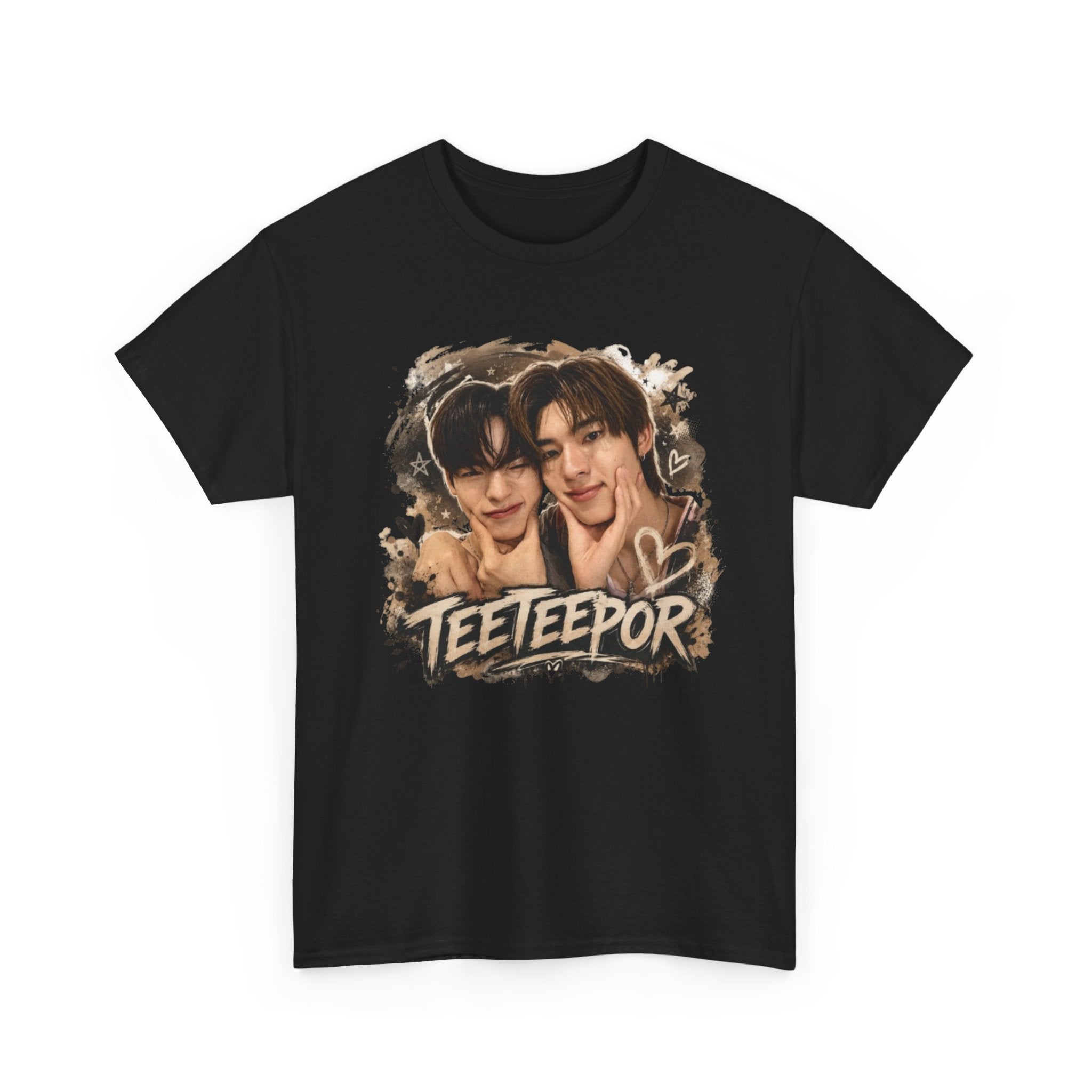 TeeteePor graffiti t-shirt in black — TeeTee and Por watercolour design, Duang With You Thai BL fan merch