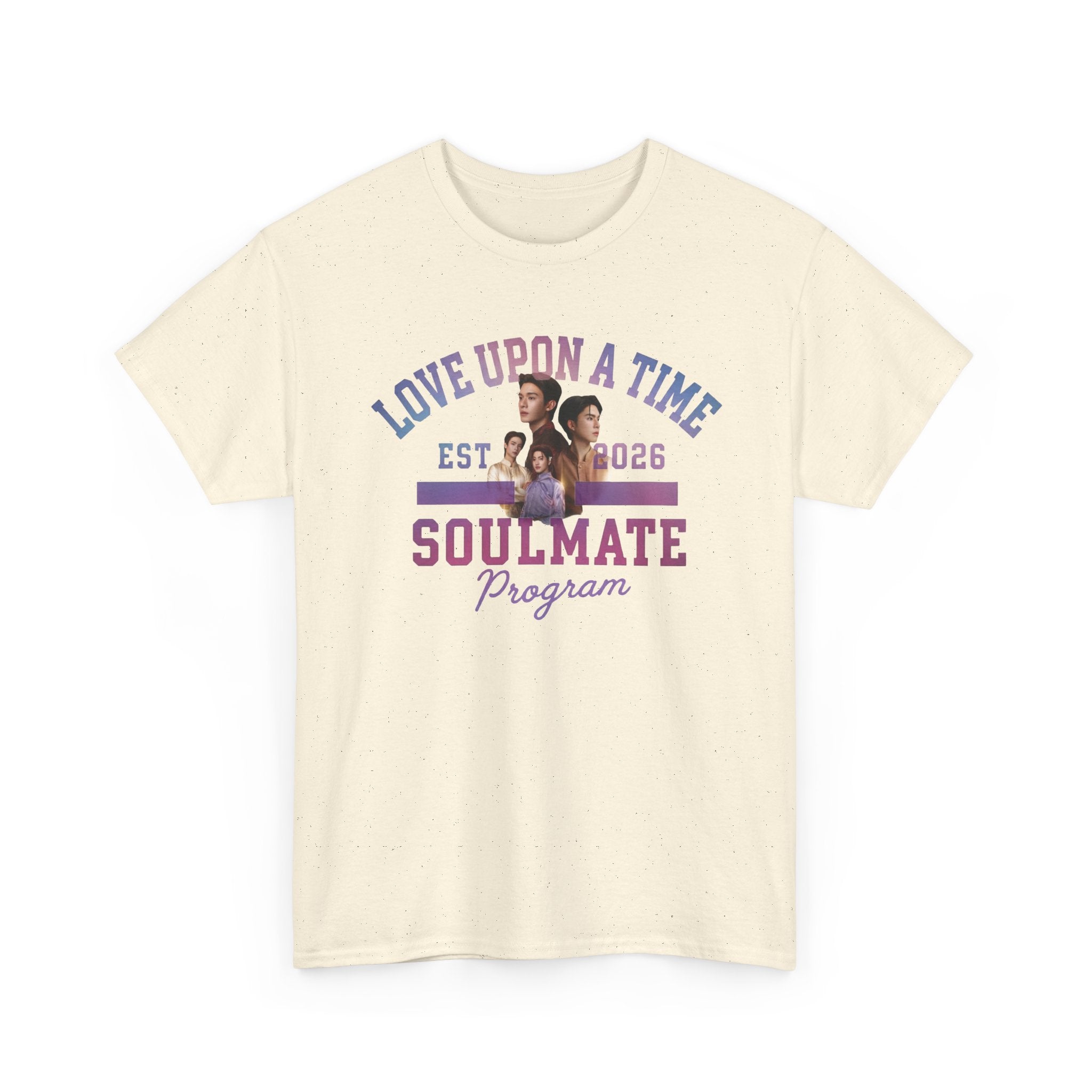 Love Upon a Time Soulmate Program varsity t-shirt in natural — NetJJ and LatteKim Thai BL fan merch