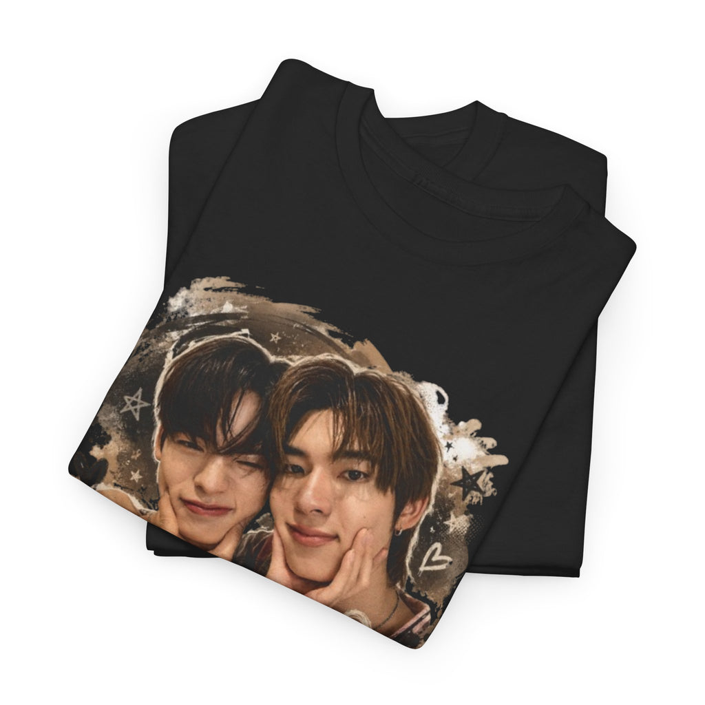 Black TeeteePor graffiti t-shirt on a hanger — TeeTee and Por, Duang With You Thai BL fan merch