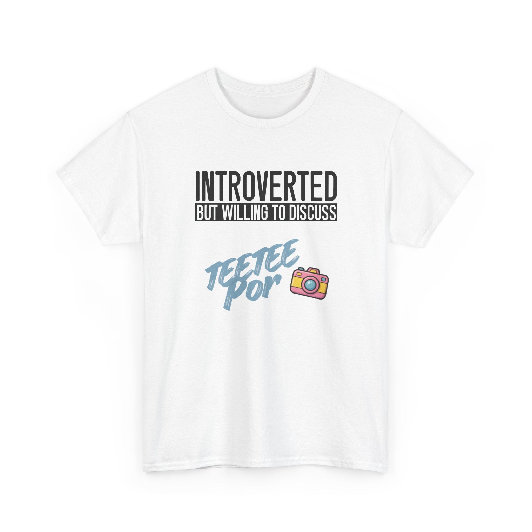 Introverted but willing to discuss TeeteePor slogan tee in white, front print – Thai BL fan merch